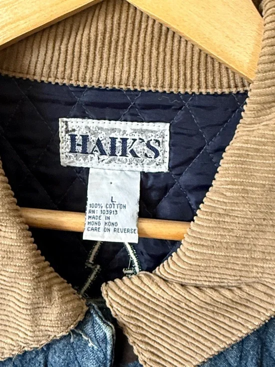 Vintage Haik's 90s Blue Quilted Button Front Chore Bear Barn Jacket. L - Picture 7 of 12